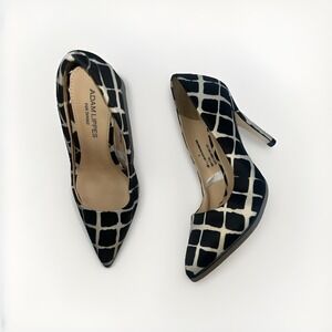 Adam Lippes For Target Black White blocks Pointed Toe High 4" Heels Size 6.5 VGC